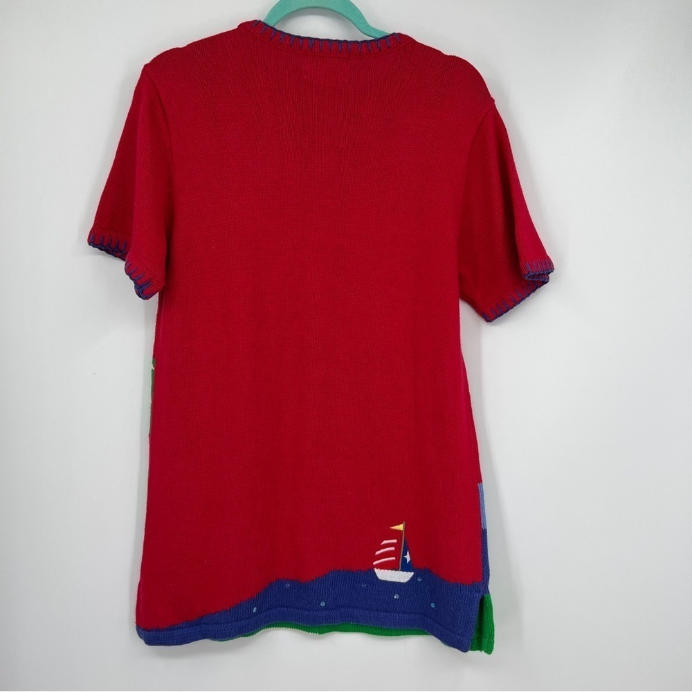 The Quaker Factory VTG Ramie Short Sleeve Lighthouse Roundneck Midi Sweater - Picture 12 of 16